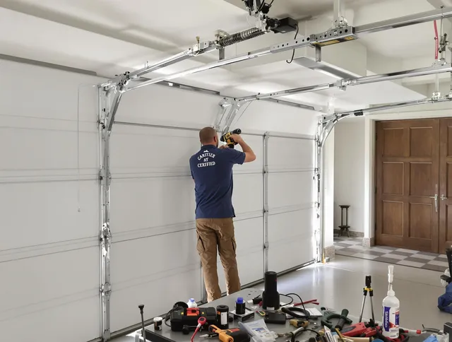 New Fairfield Garage Door Repair certified technician performing precision garage door repair in New Fairfield