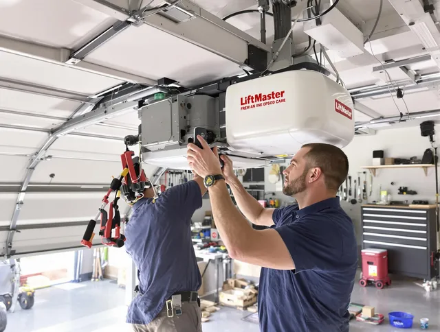 New Fairfield Garage Door Repair technician performing advanced diagnostics on garage opener in New Fairfield