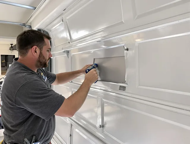 Garage door panel repair by New Fairfield Garage Door Repair in New Fairfield